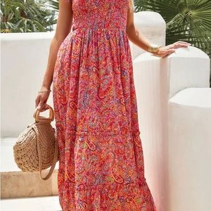 VICI Collection Paisley Printed Smocked Maxi Dress